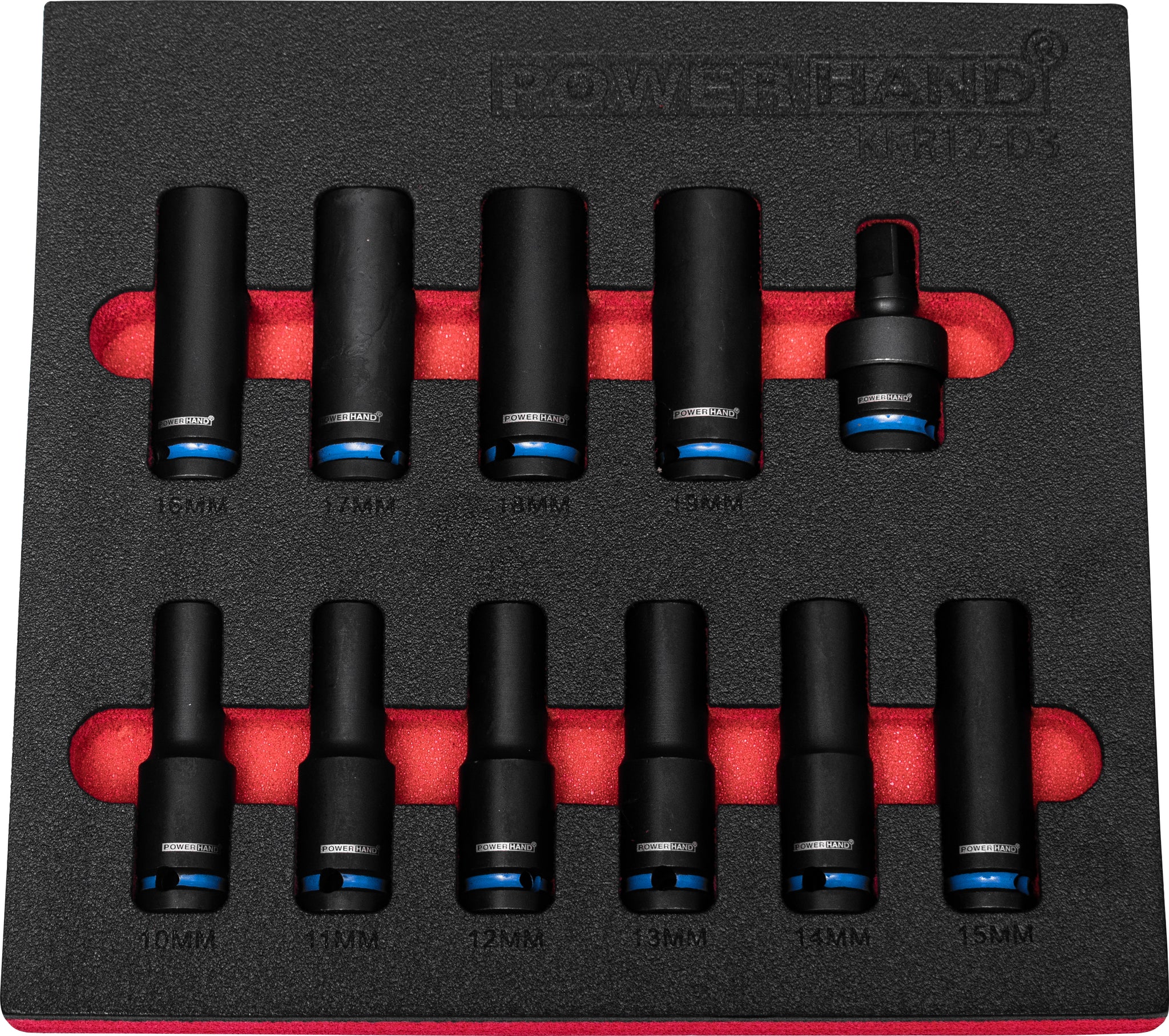POWERHAND 1/2" 12PT Deep Impact Socket Sets 10mm19mm KIR12D3