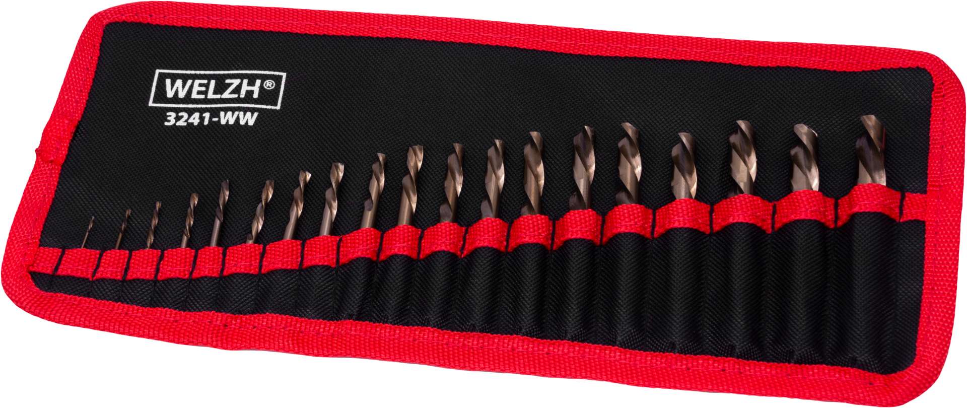 WELZH 19pc Left Handed Drill Bit Set Fully Ground Cobalt Extra Stubby